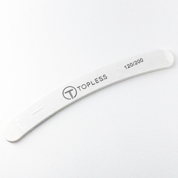 TOPLESS Пилка для ногтей (белая, бумеранг, 120/200) Premium