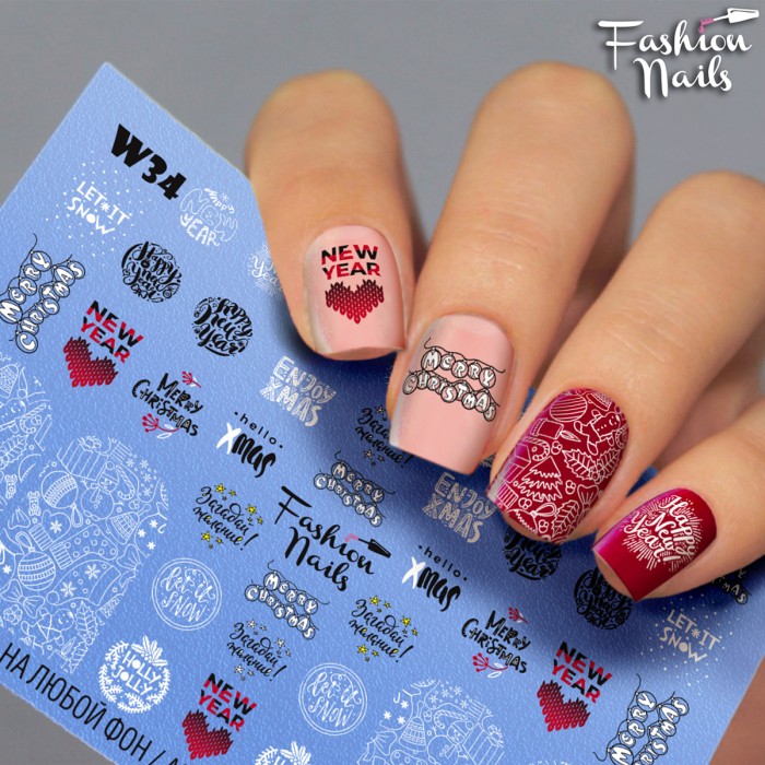 Fashion Nails Зима Слайдер-дизайн White 034*