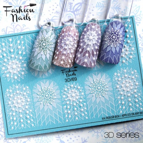 Fashion Nails Зима Слайдер-дизайн 3d 069*