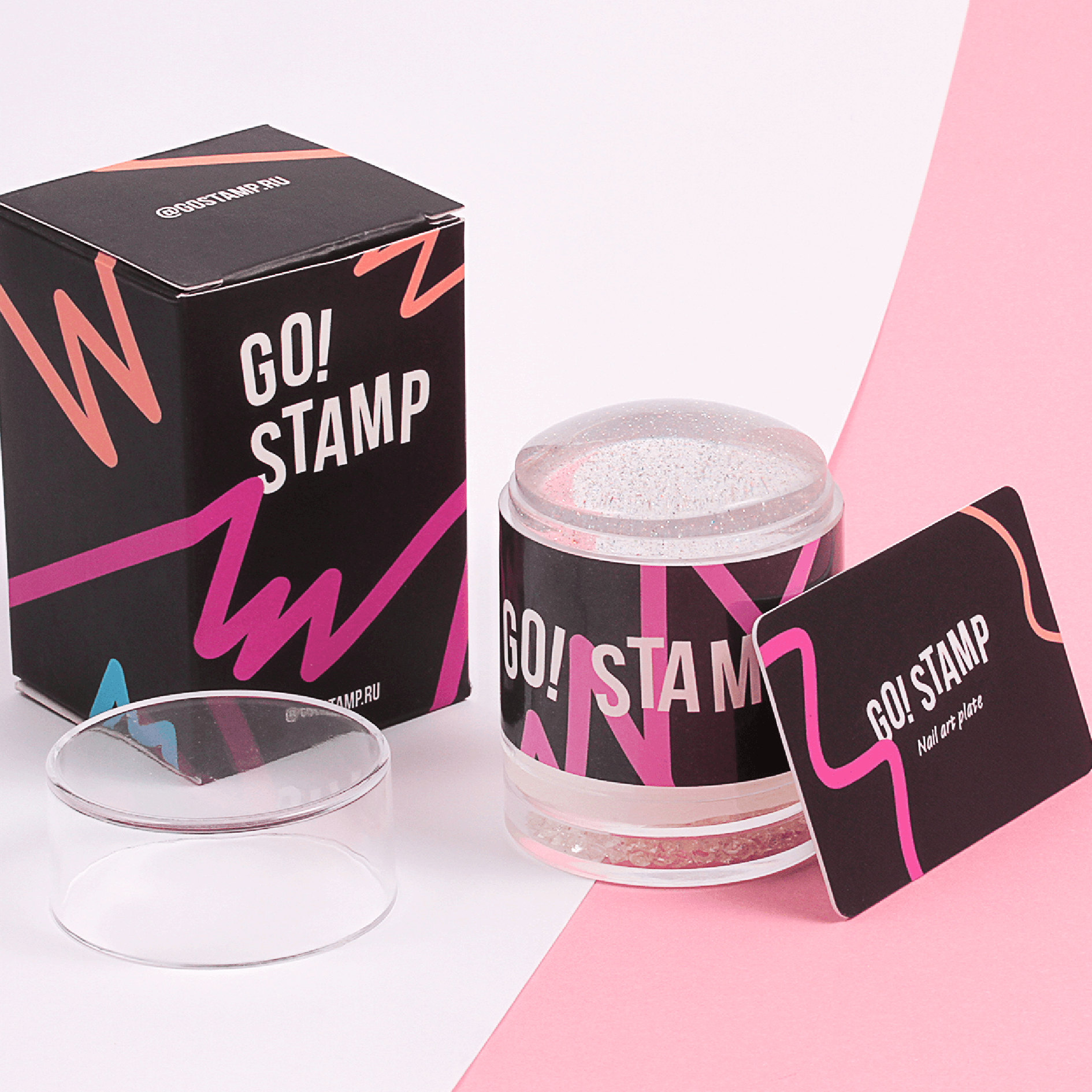Go Stamp Штамп двойной силиконовый и мини-скрапер Glitter