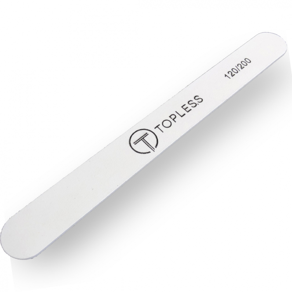 TOPLESS Пилка для ногтей (белая, прямая, 120/200) Premium