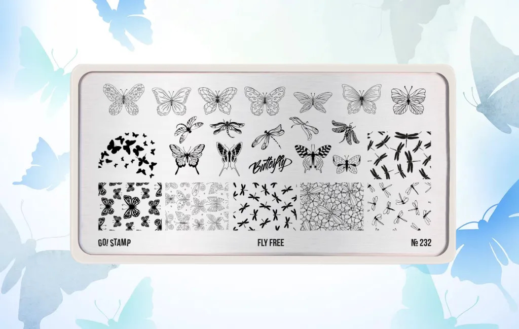Go Stamp Пластина для стемпинга 232 Fly free
