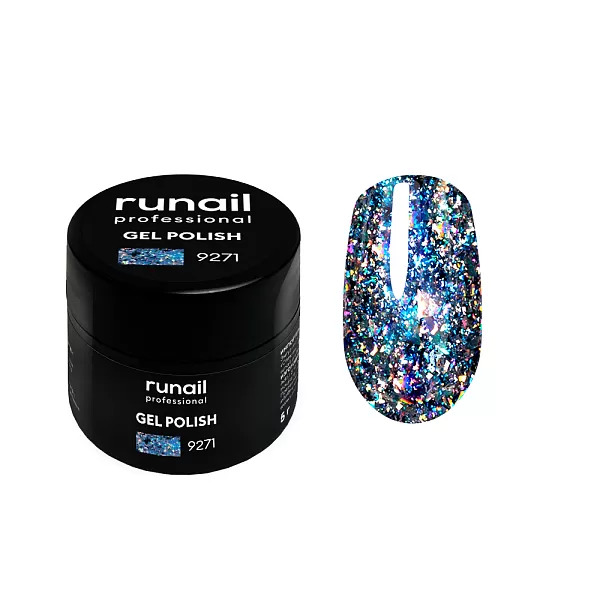 ruNail Гель-лак с блестками Дракон №9271 (5 г)