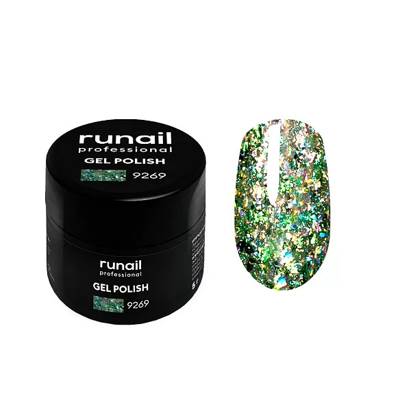 ruNail Гель-лак с блестками Дракон №9269 (5 г)