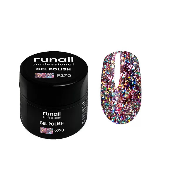 ruNail Гель-лак с блестками Дракон №9270 (5 г)