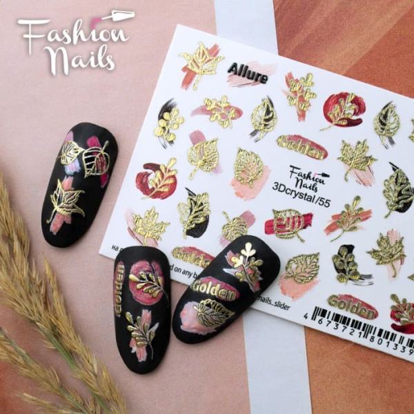 Fashion Nails Осень Слайдер-дизайн 3d Crystal 055*