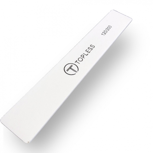 TOPLESS Пилка для ногтей (белая, широкая, 120/200) Premium